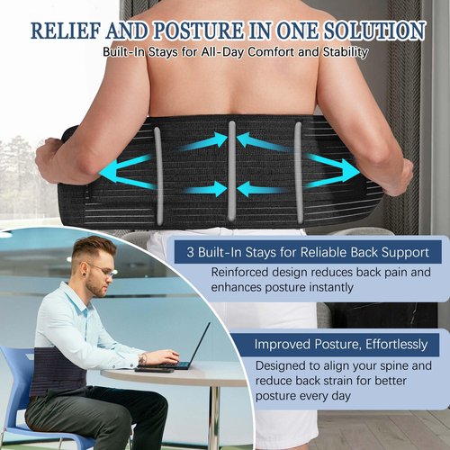 Men’s Abdominal Binder for Post Surgery Recovery – Adjustable Compression Support Belt for Hernia Repair, Abdominal Surgery & Core Stability