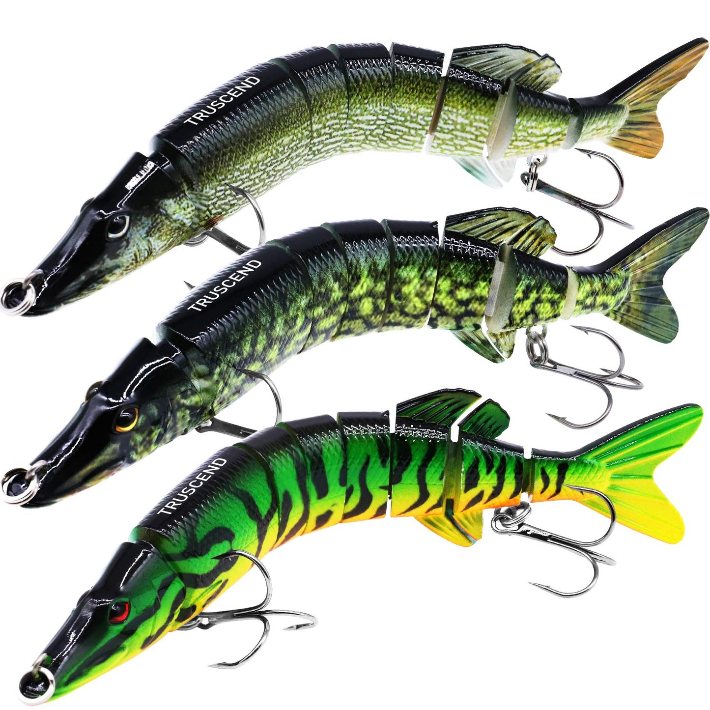 TRUSCEND Swimmax Easy Catch Fishing Lures with BKK Hooks, Wiggling, Vibrating, Rattling and Gurgling for More Bite, Heavy-Duty Dyneema Fiber Jointed Swimbaits for Bass, Trout, Walleye, Crappie, Pike