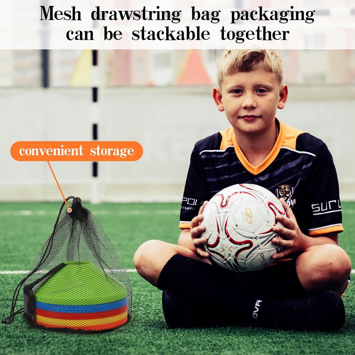 Soccer Cones - 15/25/30/50 Pack with Mesh Bag & Strap | Agility Training for Football, Basketball & Running