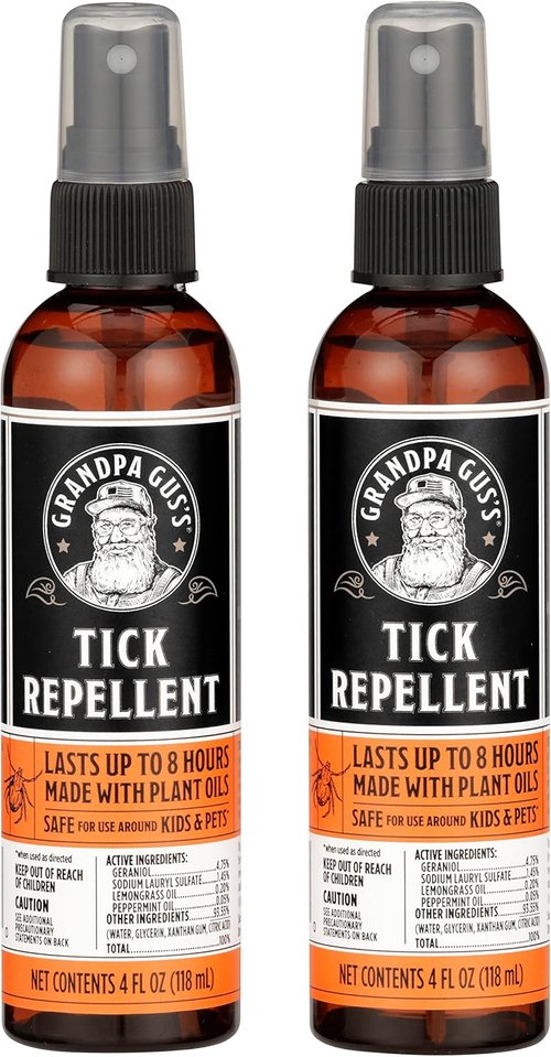 Grandpa Gus's Natural Tick & Mosquito Repellent Spray - DEET-Free, Plant-Based, 4 oz (2 Pack)