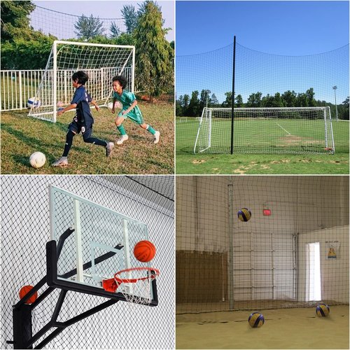 Wiseek Soccer Backstop Net, 10x10ft High Impact Soccer Barrier Net, Nylon Sport Netting Barrier Soccer Netting, Soccer Rebounder Behind Goal(Installation Rope Included), Black