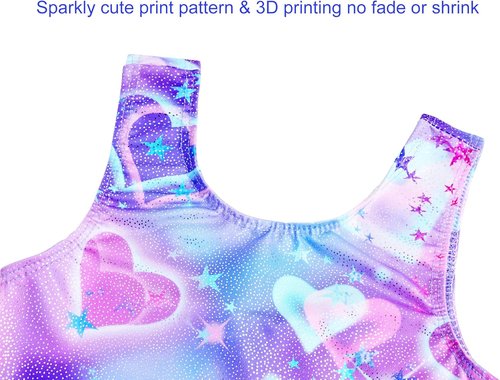 Domusgo Gymnastics Leotards - Sparkly One-Piece Unitard for Girls | Pro Kids Biketard with Shorts