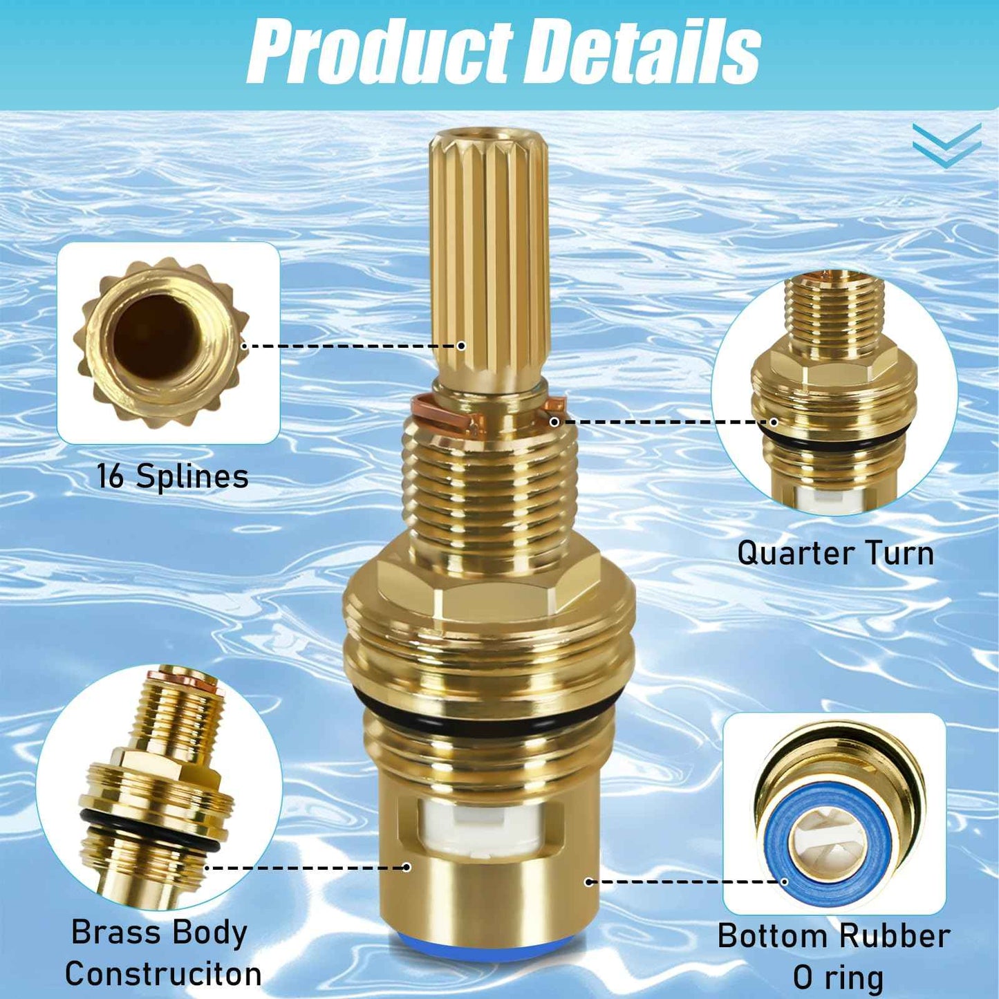 Brass 1-001 & 1-002 Ceramic Cartridge Set Compatible with Newport, Easy Installation (1-001 & 1-002)