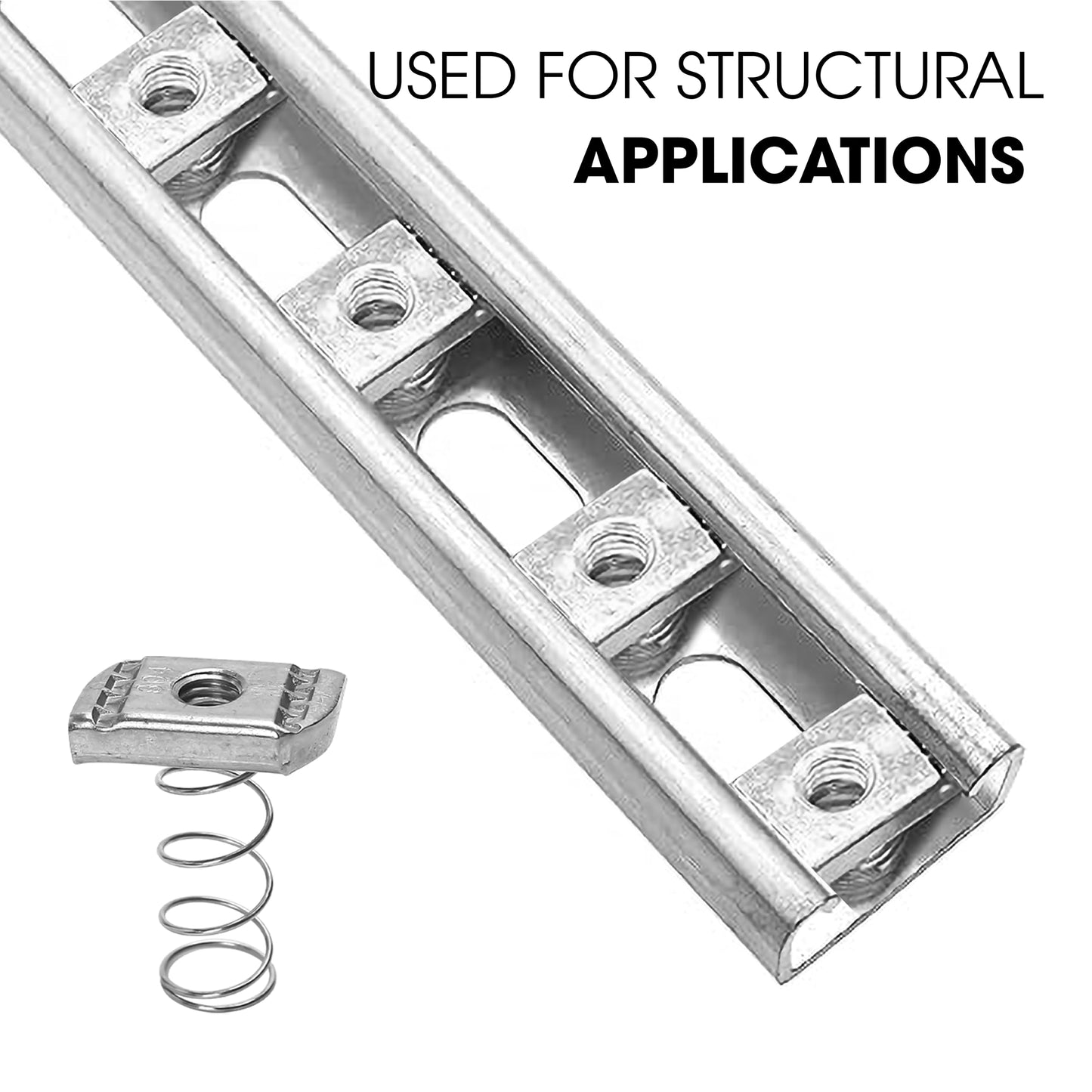 10 Pieces 3/8-16'' Standard Strut Channel Nuts Thickened Spring, Stainless Steel Hardware Accessories for Strut Channel P1008SS #4121