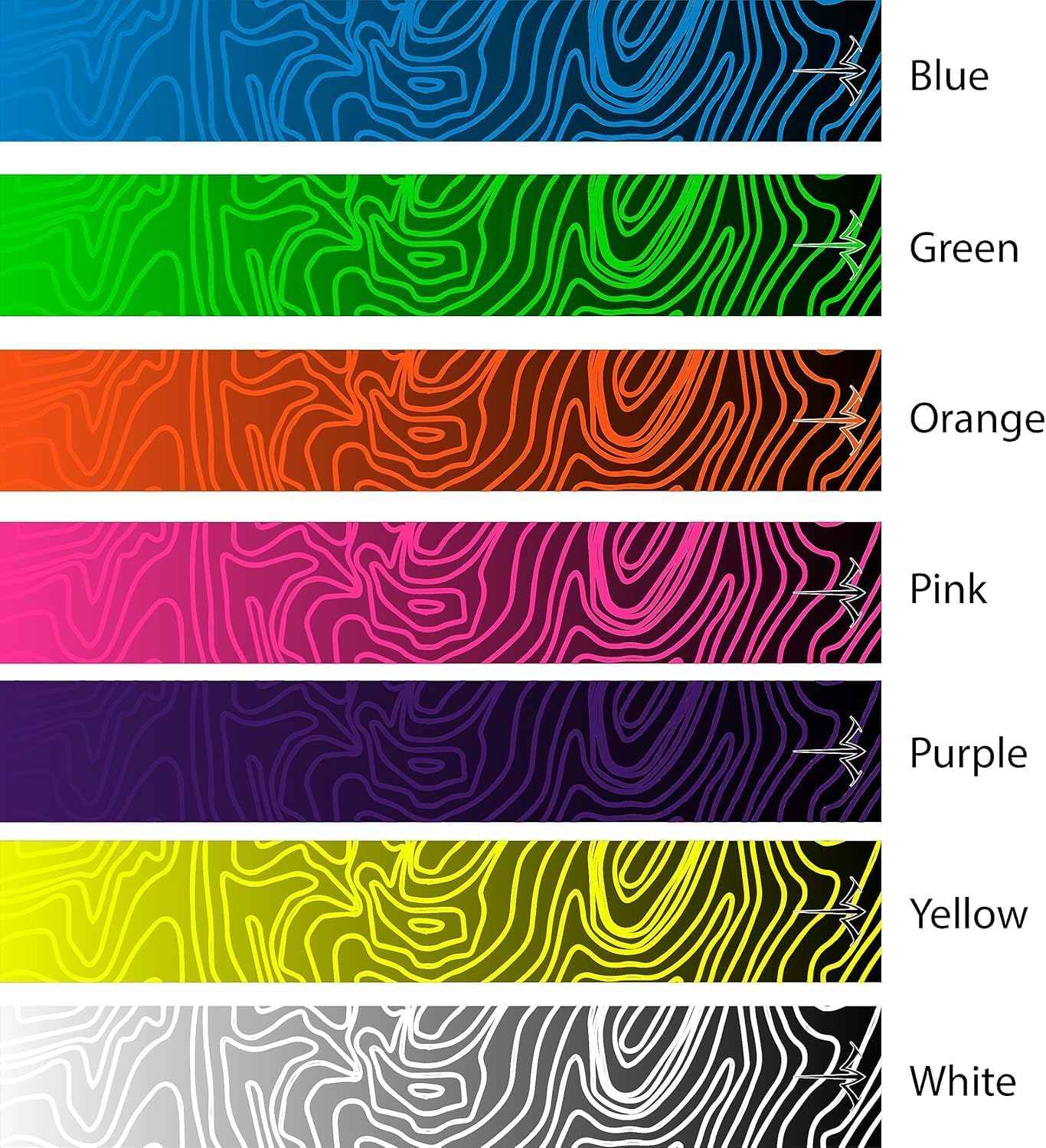 White Water Archery Arrow Wraps - Non-Laminated Topo Fade Color V2 | 15 Pack, Custom Length & Width