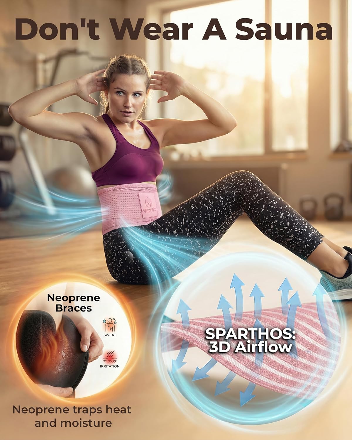 Sparthos Back Support Belt - Instant Relief for Back Pain & Herniated Discs - Breathable Lumbar Brace | Fits 24–31" Waist (Pink-XS)