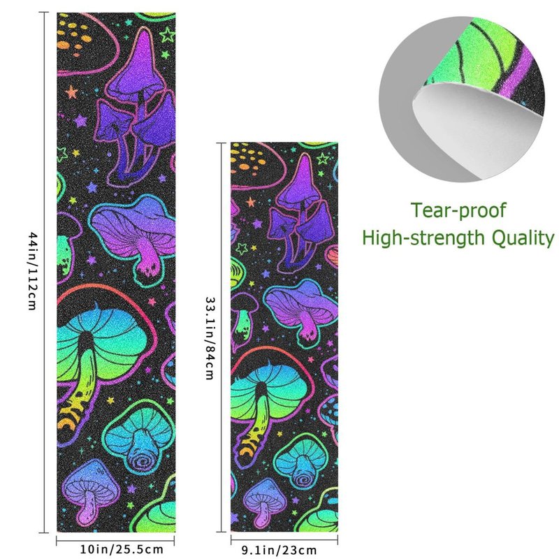 SDMKA Psychedelic Mushrooms Skateboard Grip Tape 10" x 40" Bubble Free Waterproof Skateboard Grip Tape Sheet Non Slip Griptape for Skateboard Longboard