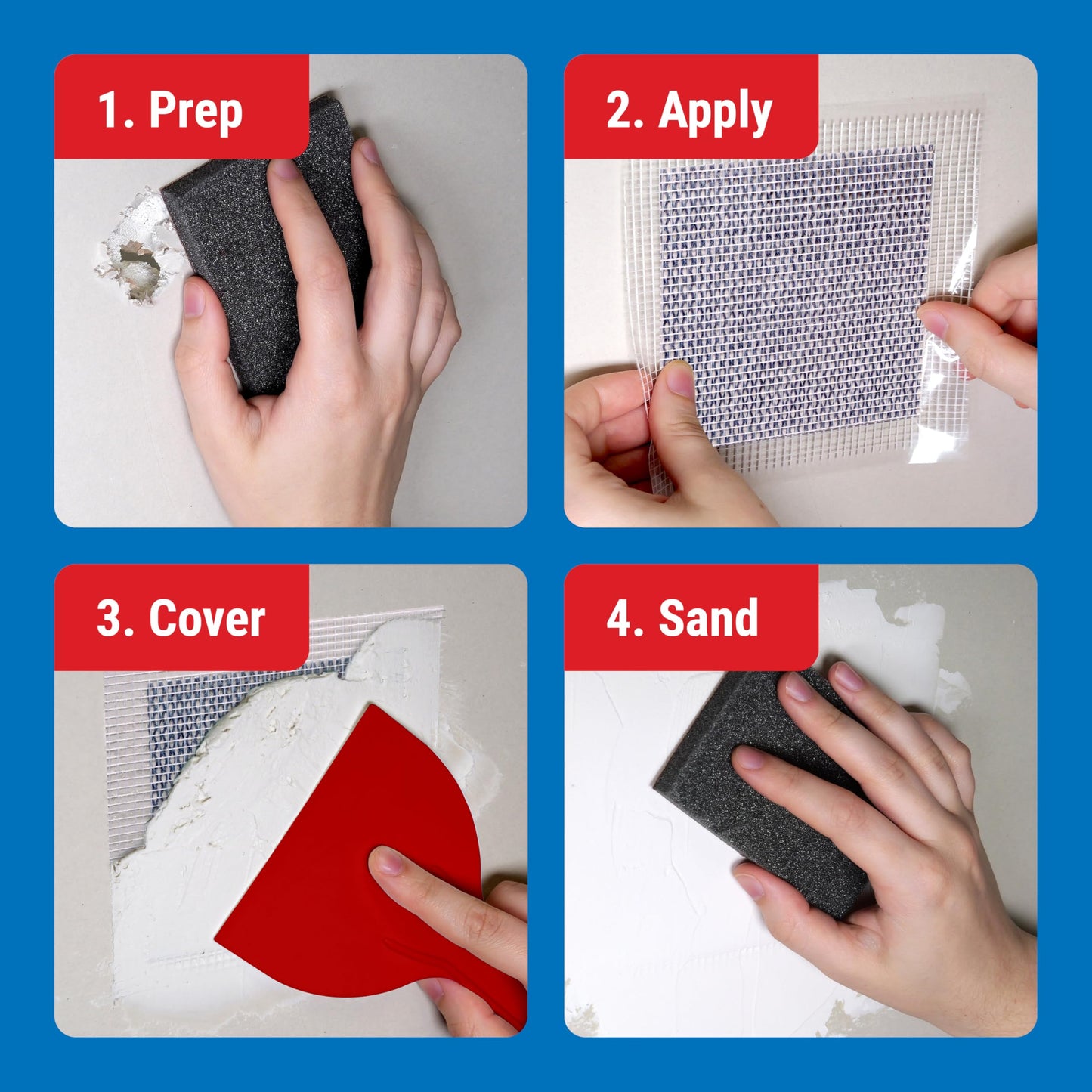 MaxPatch® 4 in. x 4 in. Aluminum Self-Adhesive Wall Repair Patch (3-Pack) – Expanded Perforated Rust-Resistant Aluminum with Strong Adhesive Backing for Interior Wall Repairs