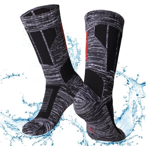 Jspupifip Unisex Waterproof Socks Water Resistant Socks Waterproof Breathable Hiking Wading Skiing Fishing Sock for Men Women, Grey-M