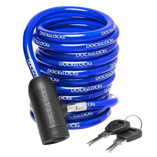DocksLocks Coiled Security Cable with Key Lock (5’, 10’, 15’, 20’ or 25’ Lengths), Weatherproof Multi-Purpose Anti-Theft Protection for Kayaks, Bikes, Paddleboards, Scooters, Equipment and More 5ft