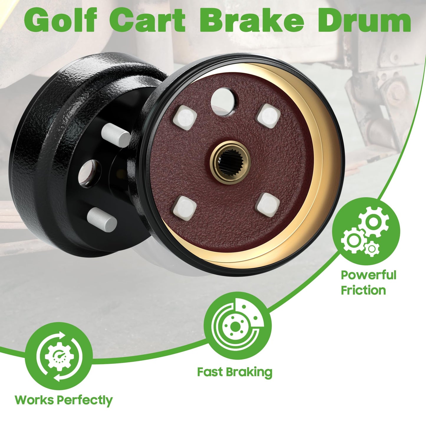 10L0L Golf Cart Brake Maintenance Kit for 1997-Up 4 Cycle Gas EZGO TXT Marathon Medalist Columbia 1" Hole Brake Hub Drums Pads/Shoes Spring Kit OEM# 21807-G1 41843-94 70794G01 70795G01 27943G01