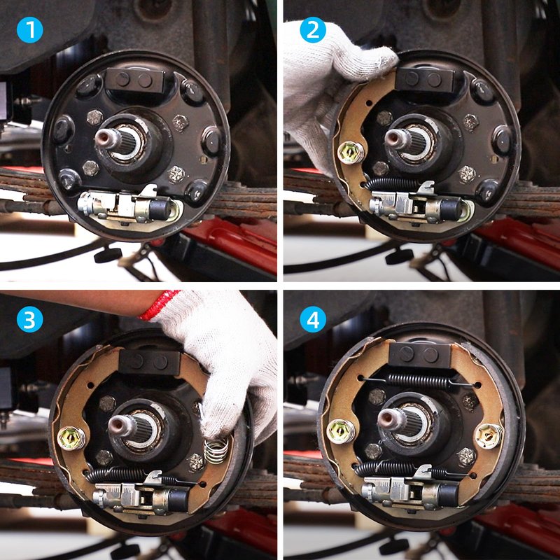 AIPSET Golf Cart Brake Shoes and Spring Kit Compatible with EZGO TXT & Medalist 1997-2008, Workhorse 1997-2012, Yamaha G14, G16,G19 1995-2002, Replace OEM# 27943G01, 70794G01, 70795G01