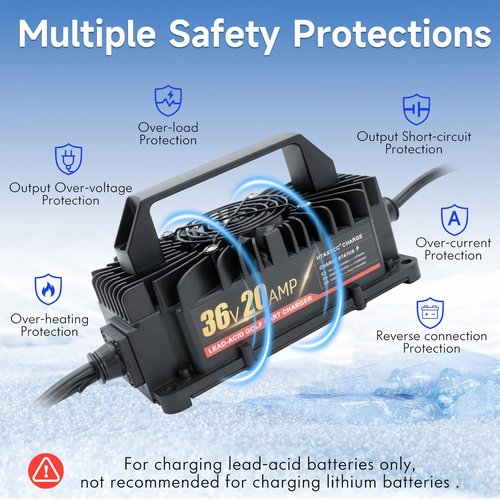 HTAXSCC 48 Volt 15 Amp Golf Cart Battery Charger for Yamaha G19-G22 with 2-Pin Plug, Upgraded IP67 Waterproof Lead Acid Battery Charger