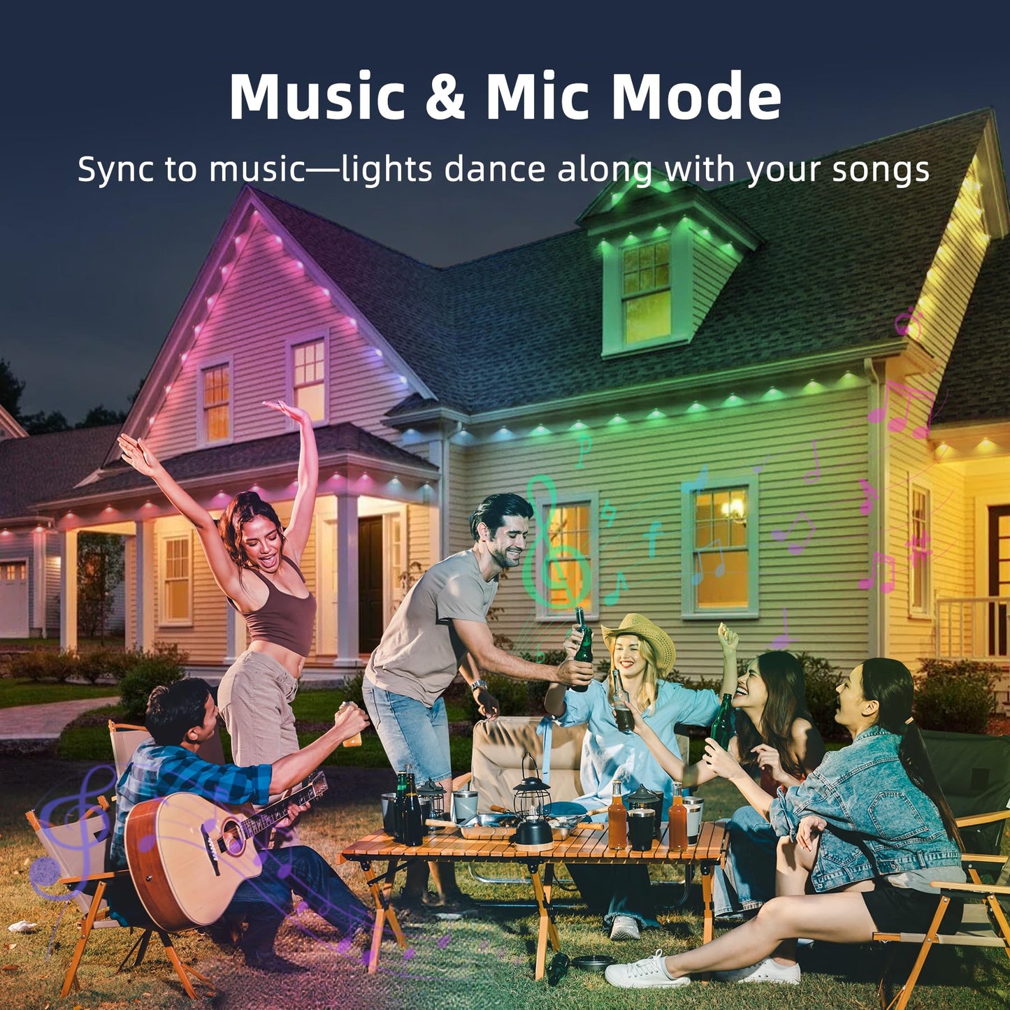 150FT Permanent Outdoor Lights, RGB LED Eaves Lights with App/Remote Control,Waterproof Smart String Lights for Christmas and All Holiday Decor,Daily and Party Lighting,House Roof and Garden Lighting