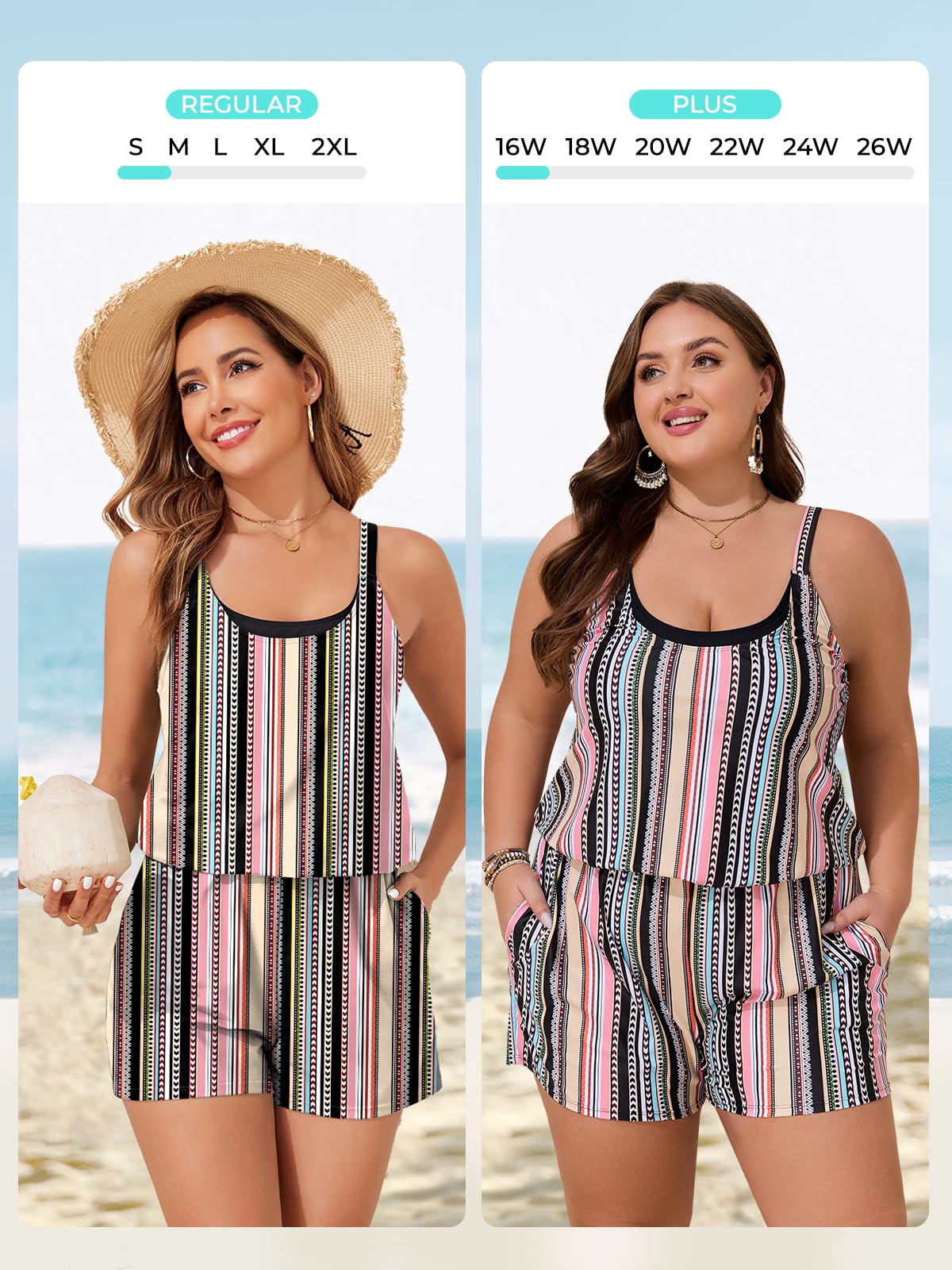 Summer Mae Plus Size Swim Romper Women One Piece Swimsuit Blouson Bathing Suit with Pockets 2026 Modest Swimwear Orange Bohemian 20 Plus