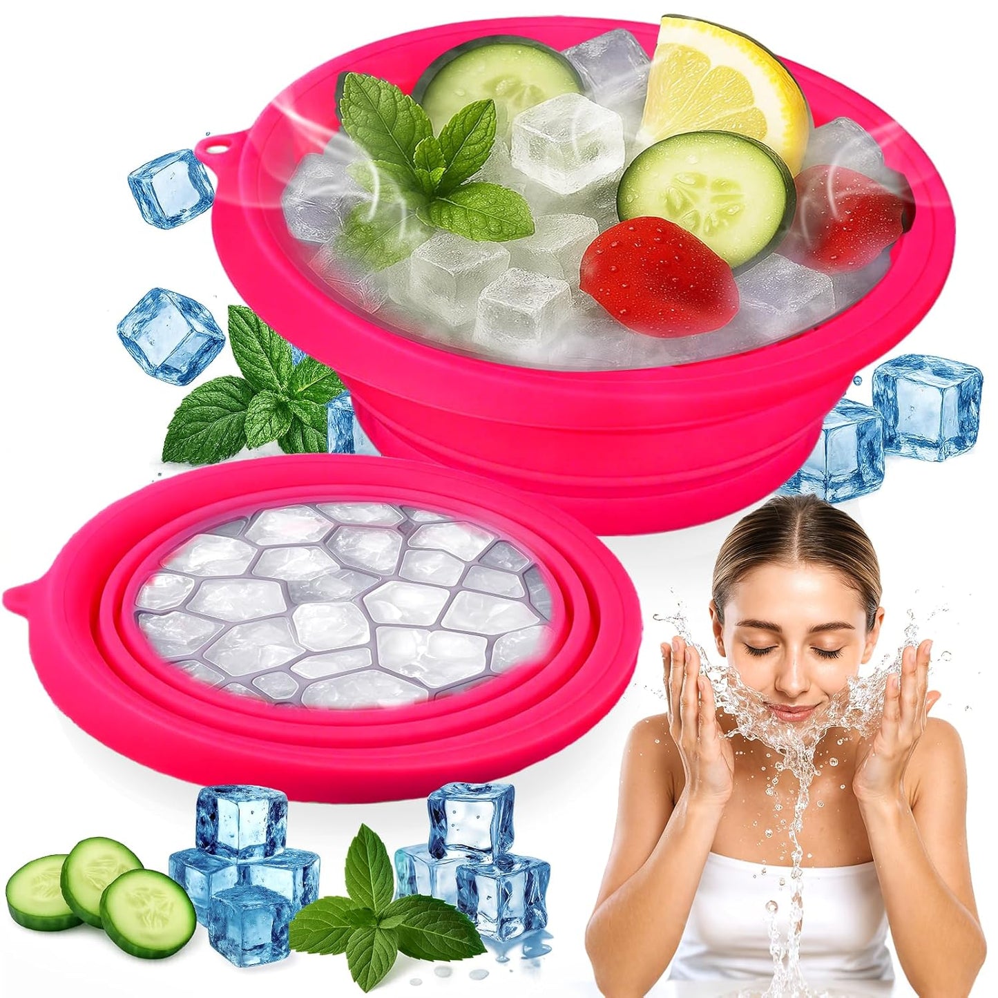 XANGNIER Face Bowl - Collapsible Silicone Ice Bath for Cold Plunge Therapy | Black Spa Tool for Skin Tightening & Acne Relief