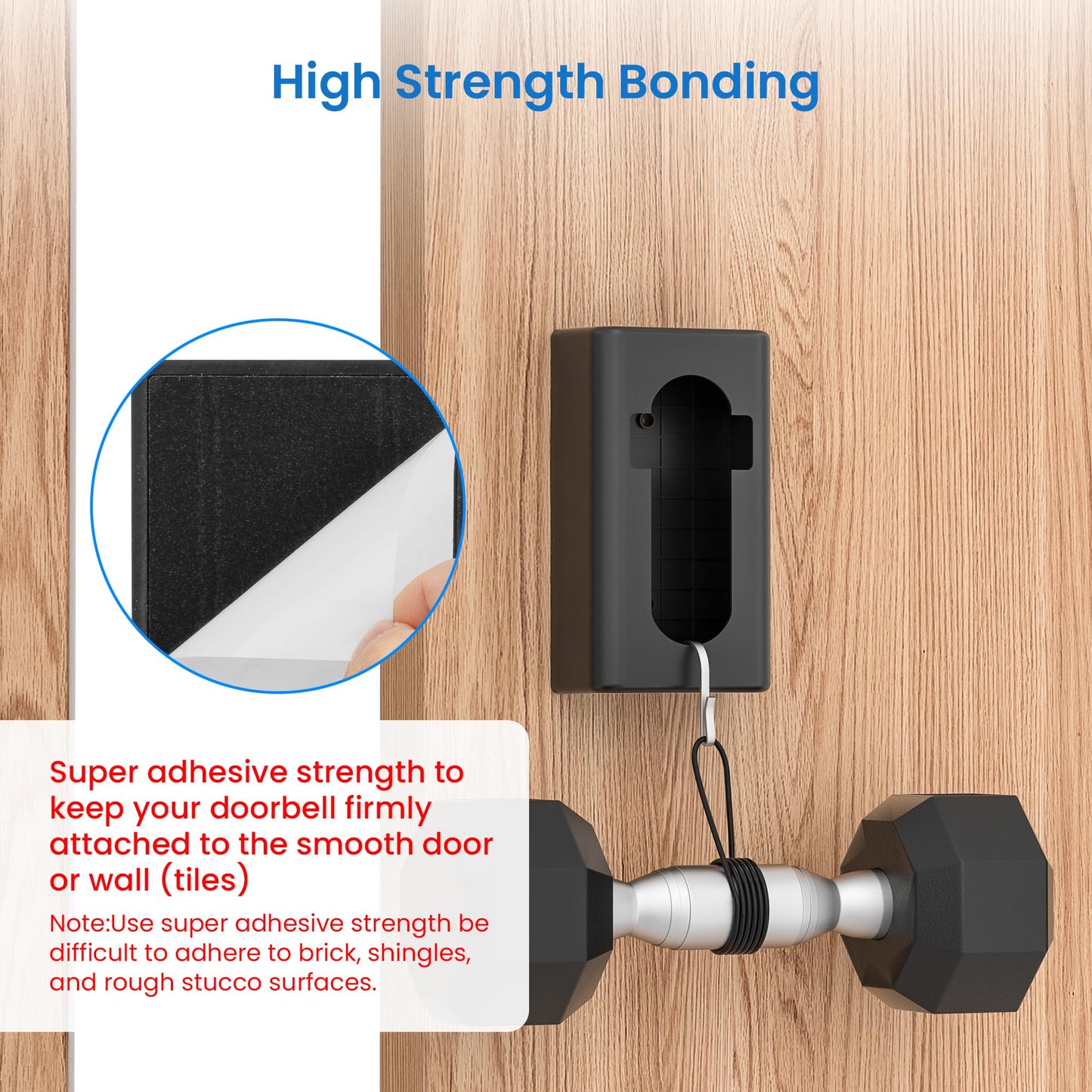 Adhesive Video Doorbell Mount,AHBTEYM Mount No Drill Bracket Holder Accessories for Apartment Home Rentals Compatible with Ring Video Doorbell 4/3/3 Plus/2/1/2021/2023/2024 Release(Black)