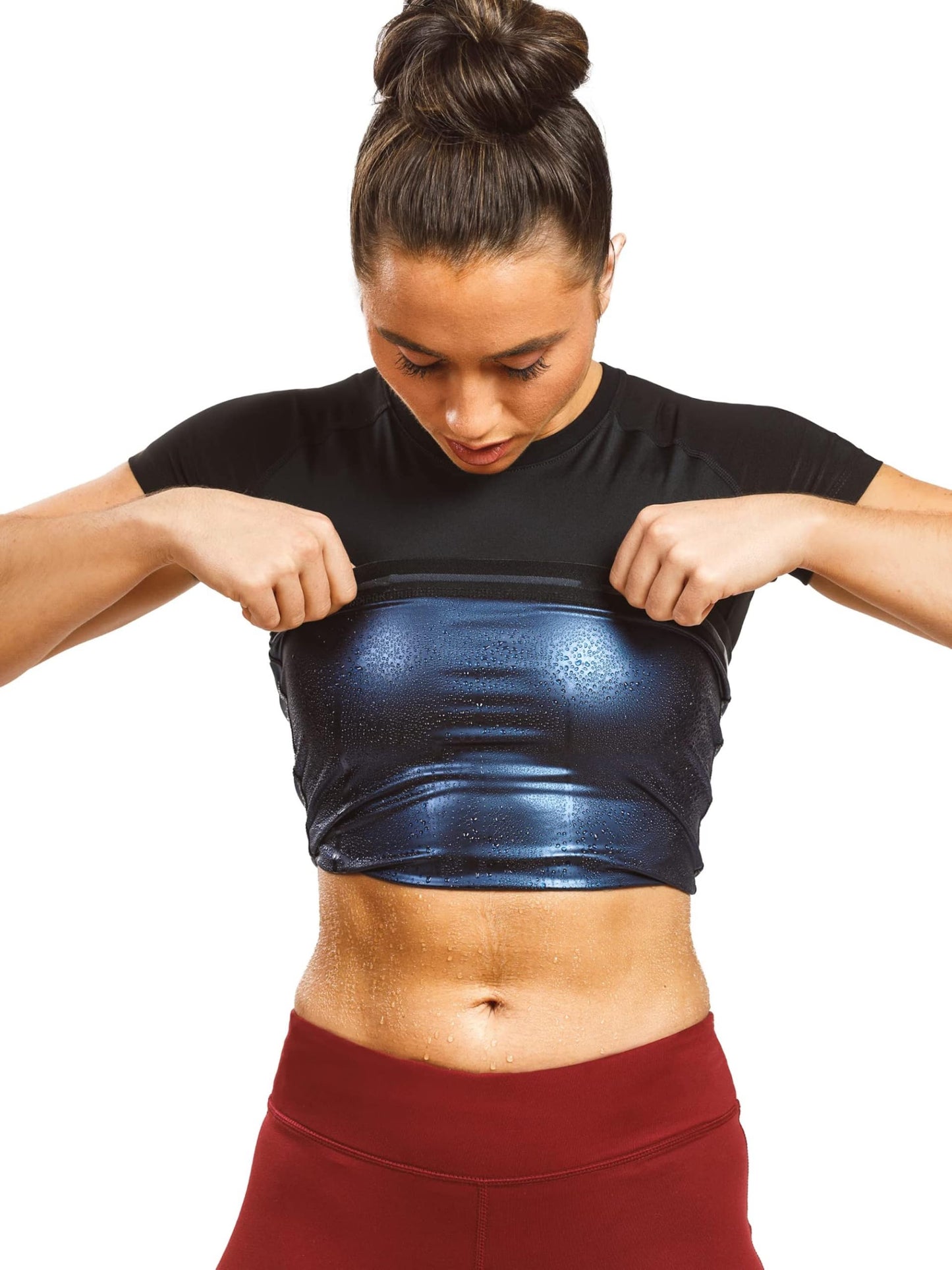 Sweat Shaper Womens Heat Trapping Sauna Shirt - Shaper Sweat Vest Compression Shapewear for Women - Sauna Suit Top to Sweat More & Look Great - Gym Workout Excercise Heat Shaper Shirt (Black, Large)