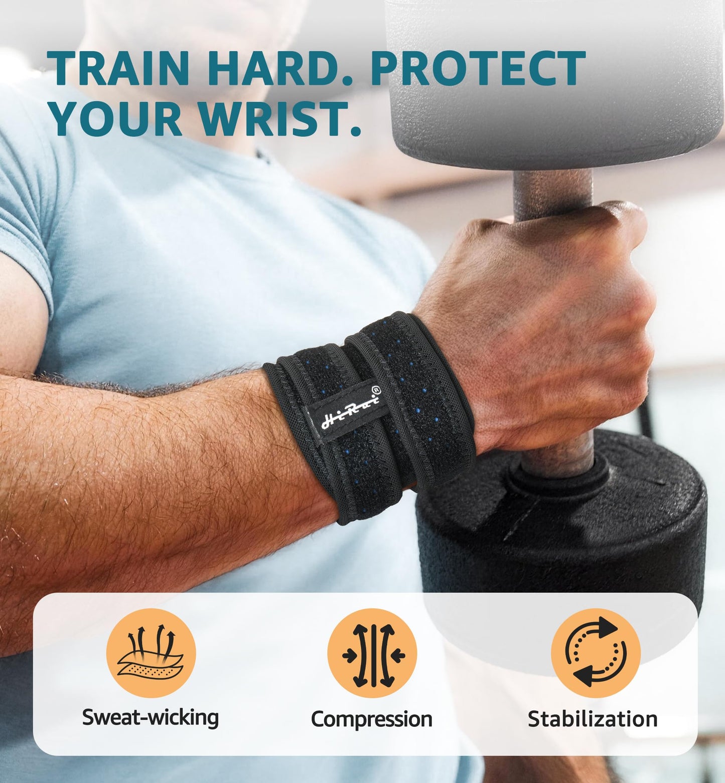 HiRui Wrist Brace for TFCC Tears, Adjustable Wristband Wrist Wraps Support for Fitness Weightlifting Tennis Tendonitis Carpal Tunnel Arthritis Pain Relief, One Size Adjustable (Black, 2 Pack)