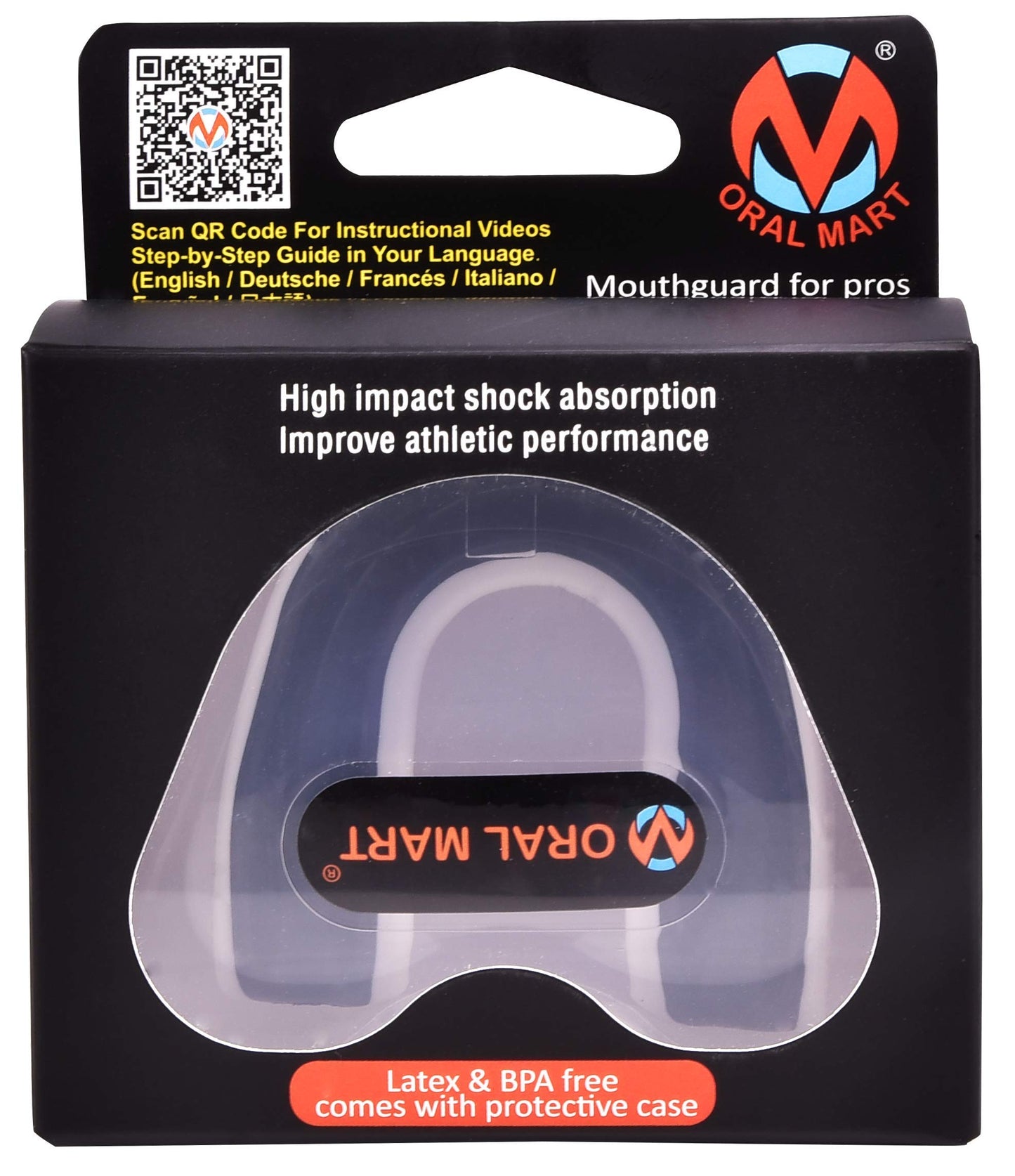 Oral Mart Adult Mouth Guard (Color: White/Black) - Sports Mouthguard for Karate, Boxing, Martial Arts, Football, MMA, Sparring, Hockey, Rugby, BJJ, Muay Thai,Soccer