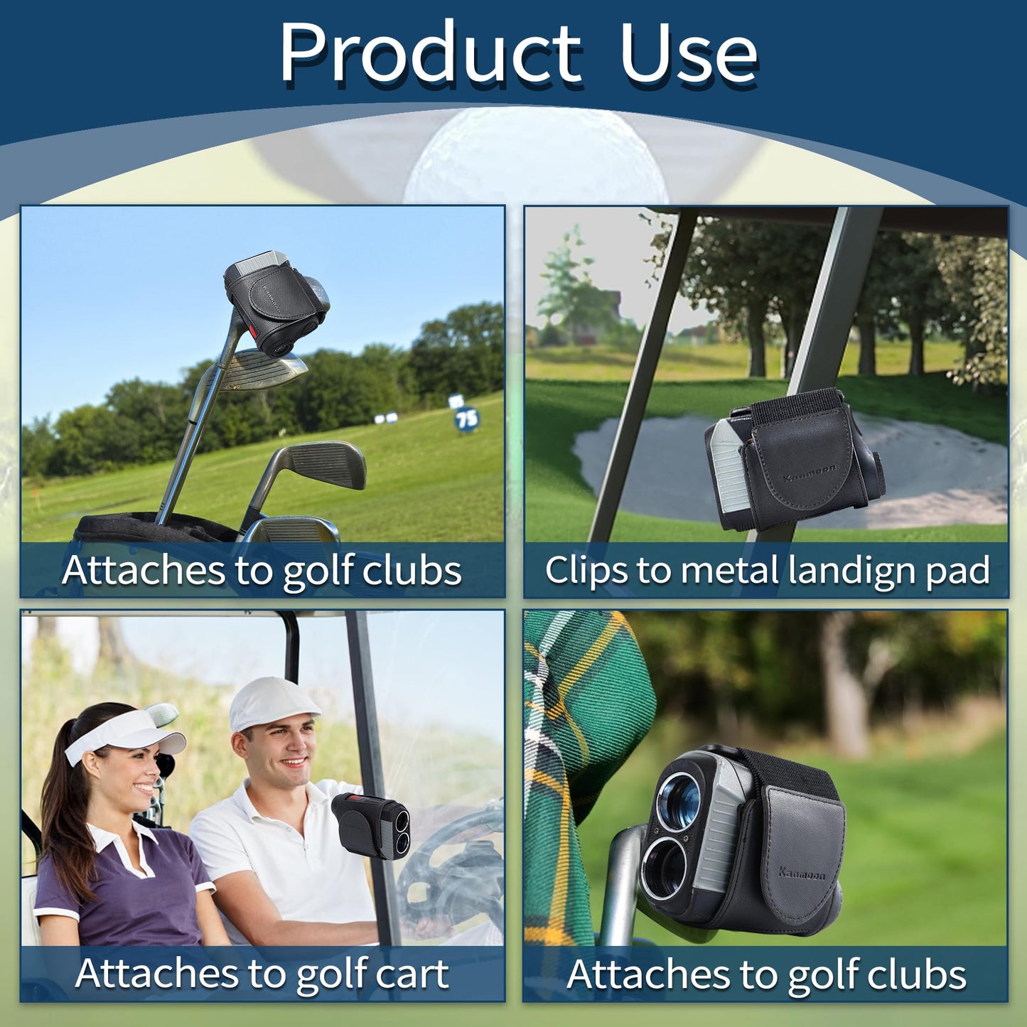 Kanmoon Golf Rangefinder Magnetic Strap, Adjustable Magnetic Rangefinder Strap Holder Wrap Mount for Golf Cart with Strong Magnet, Golf Accessories