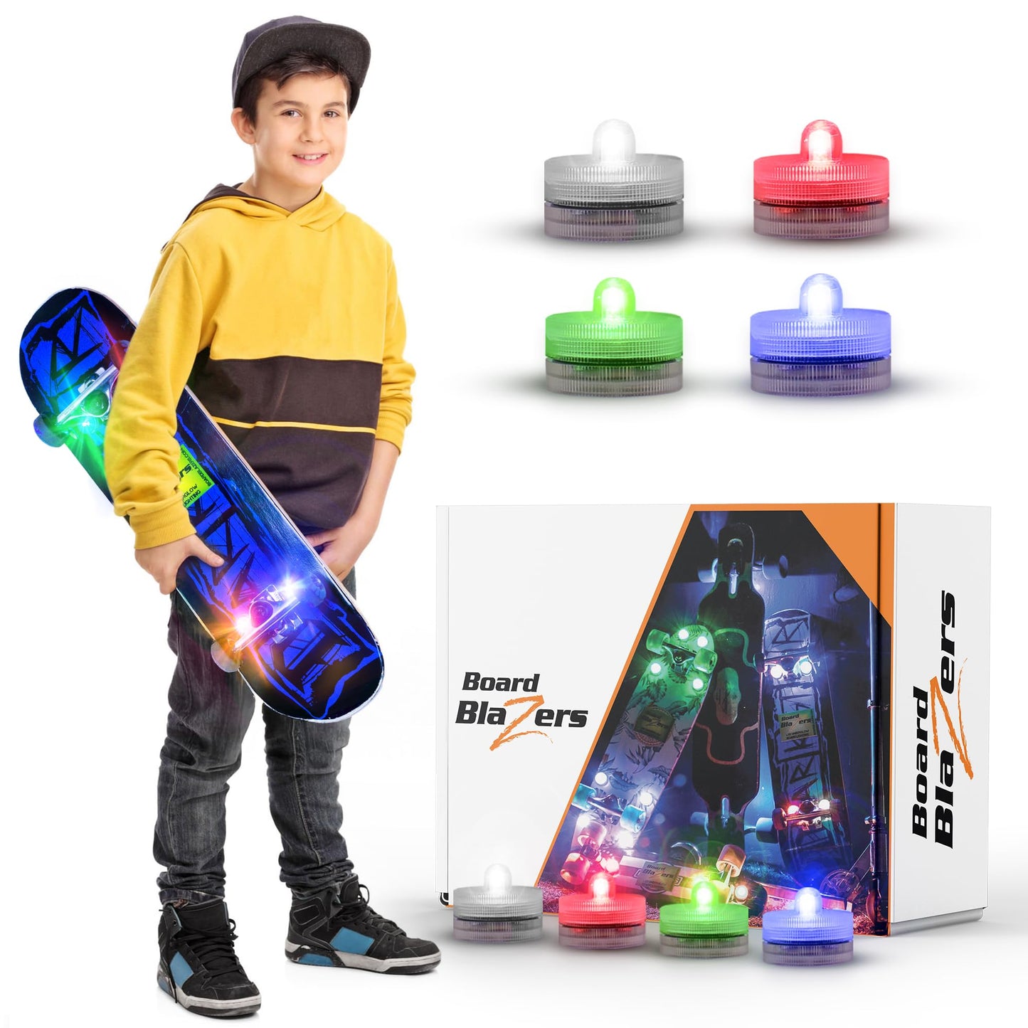 Board Blazers Crazy Color Changing LED Underglow Lights for Longboards, Scooters - Original Skateboard Lights