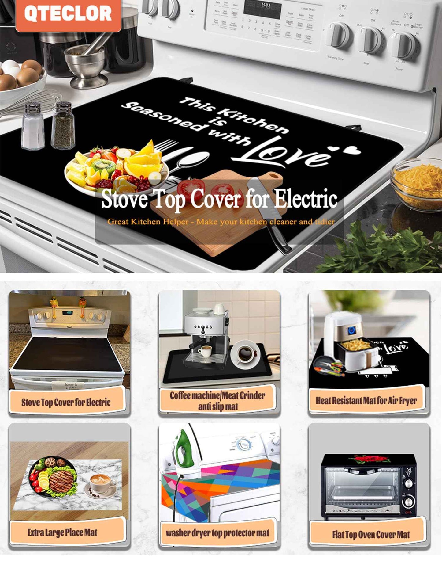 Stove Top Covers, Extra Large Stove Top Cover for Electric, Anti-Slip Waterproof Flat Top Oven Cover Mat Cooktop Cover Protector,Glass Stove Top Protector Expand Stove Space