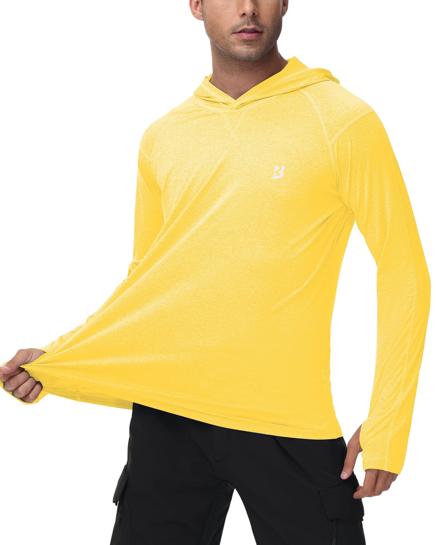 Roadbox Mens UPF 50+ Fishing Shirts, Long Sleeve UV Sun Hoodie, Hiking Running Swim Athletic Workout Shirt
