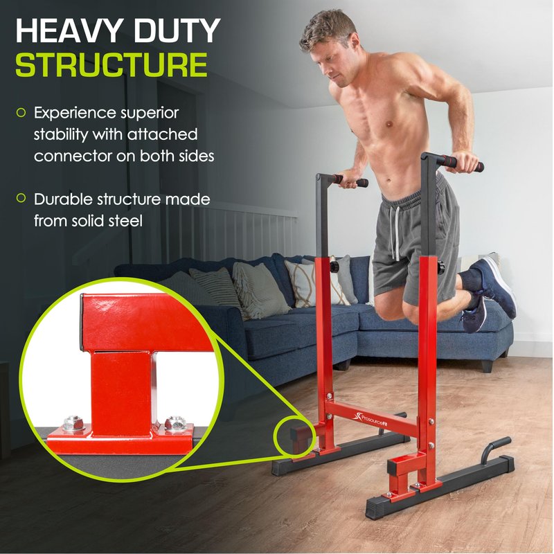 ProsourceFit Power Dip Station Adjustable Height Upper Body Equipment for Home Gym