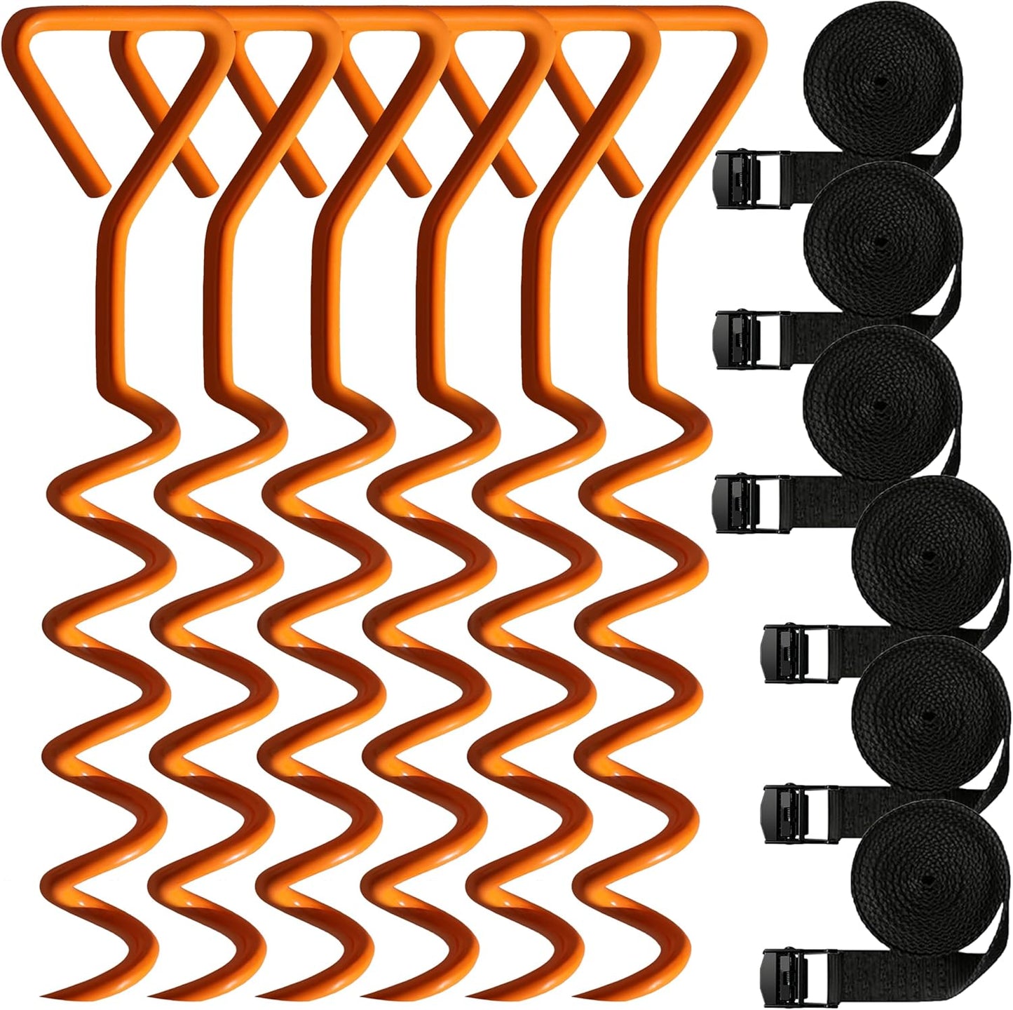 Skiennix Heavy-Duty Trampoline Anchor Stakes - Durable Steel Corkscrew Shape for Tents & Canopies