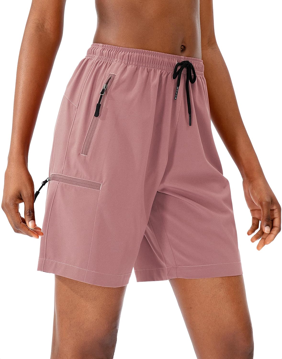 SANTINY Women's Hiking Cargo Shorts - Quick Dry, Lightweight Summer Athletic Shorts with Zipper Pockets