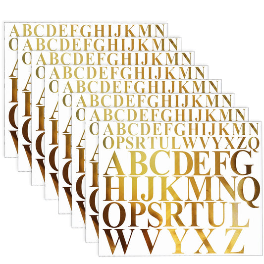 Fulmoon 8 Sheets 416 Pcs Vinyl Letters Stickers Alphabet Number Self Adhesive Letters Stick on Vinyl Waterproof Mailbox Decals for Mailbox Signs Window Door Cars(Mirror Gold,1 Inch, 2 Inch)