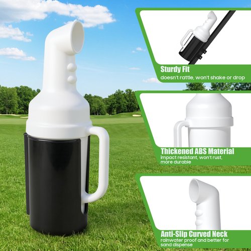10L0L No Drilling Needed Golf Cart Sand Bottle with Holder Universal for EZGO Club Car Yamaha, Push Cart Divot Filler Sand Bottle with Grip Handle (Fit 1" Square Tube Bracket)