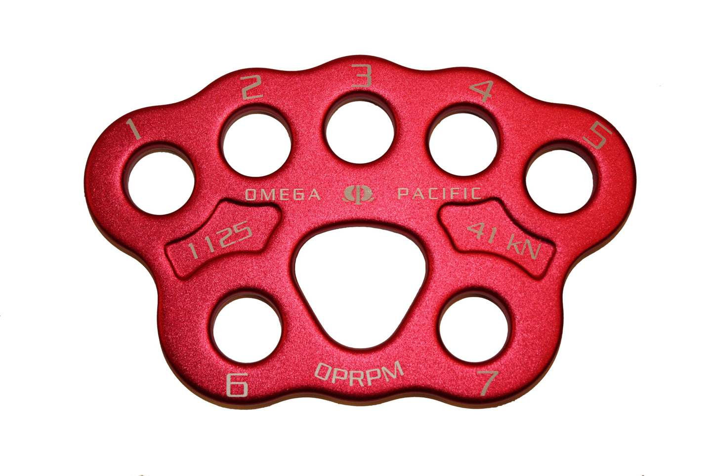 Omega Pacific 7 Hole Medium Rigging Plate - Firefighting and Climbing Equipment, Multi-Point Bear Paw Design, 40 kN, 6.22 x 3.93 inches - Certification: NFPA 2500 (1983), 2022 ED General Use