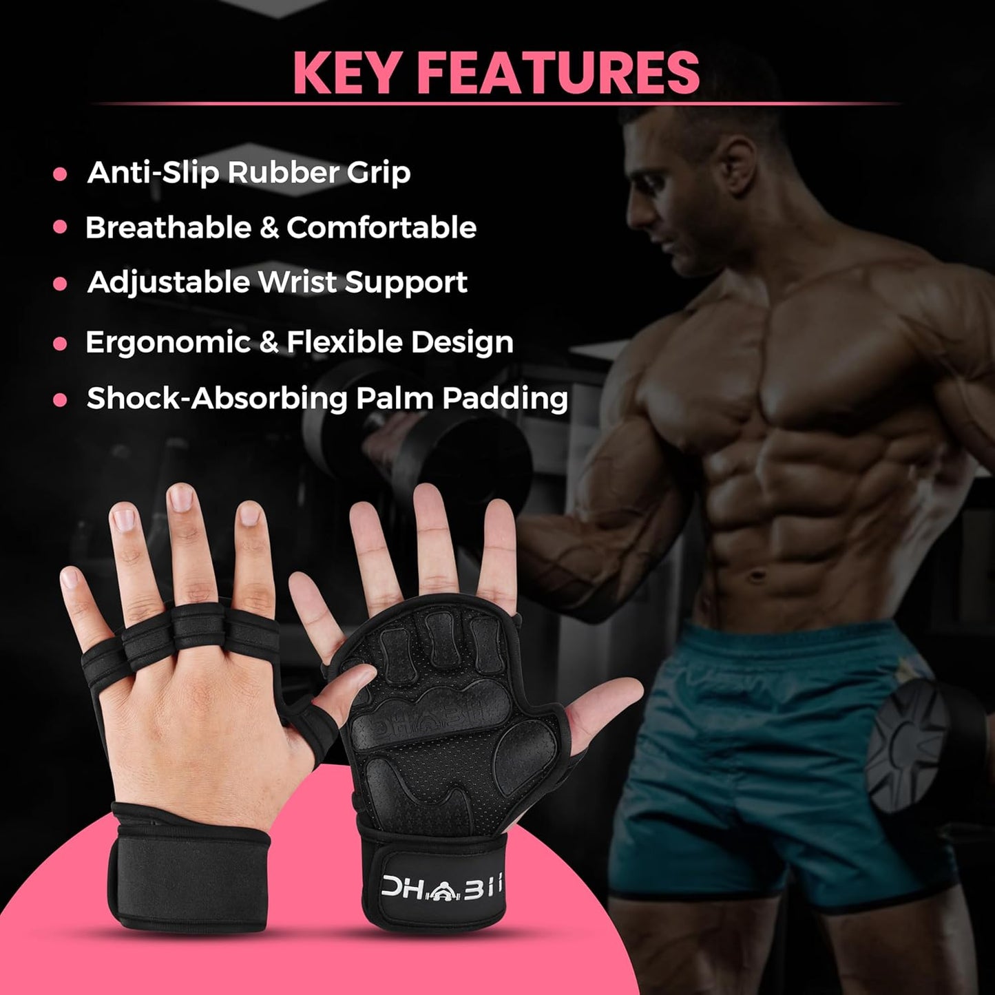 Skiennix Workout Gloves - Smartwatch Compatible Ventilated Gym Gloves with Wrist Support | Breathable Weight Lifting for Fitness & Cycling