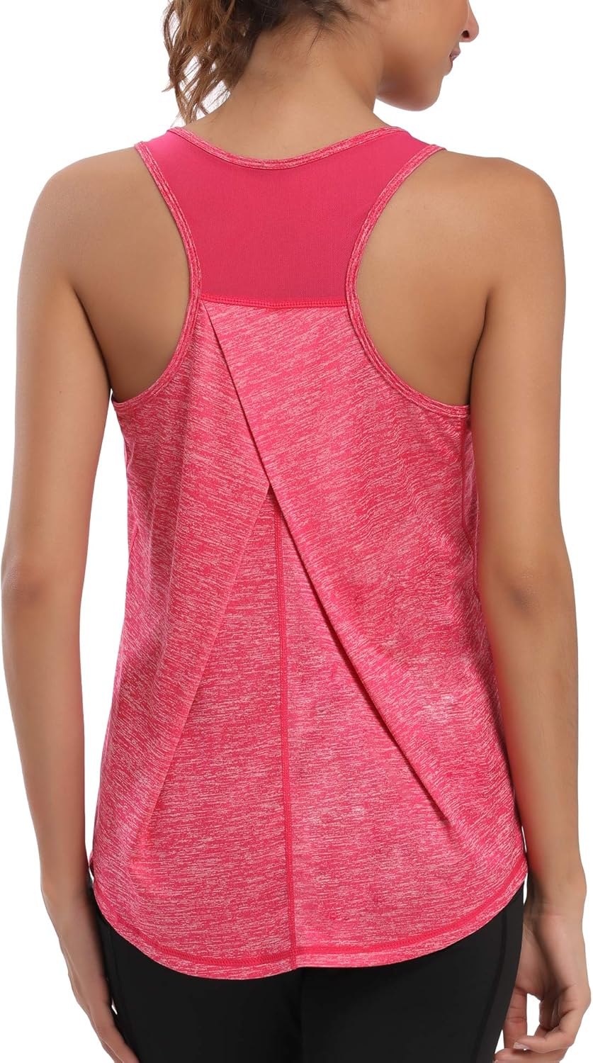 Aeuui Women's Racerback Workout Tank Tops - Mesh Yoga Shirts for Athletic Performance | Sleeveless Gym Wear