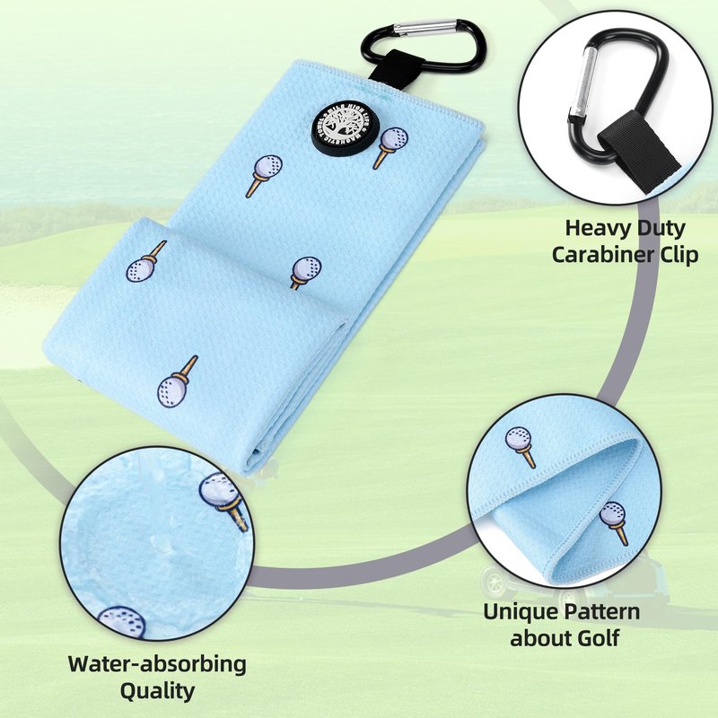 Mile High Life Golf Towel (16"x24"), Fun Prints Microfiber with Magnetic Clip, Super Absorbent Waffle Fabric, Large Towel for Golf Bag, Heavy Duty, Secure Magnetic Attachment, for Men and Women