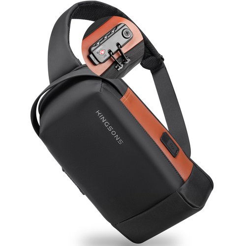 Kingsons Anti Theft Crossbody Bag Sling Backpack Mini Travel Sling Man Bag TSA lock with USB Charging Port Small Chest Shoulder Side Backpack for Traveling, Leisure, Commuting,Fit for 9.7" ipad