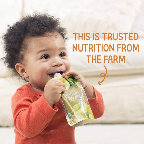 Happy Baby Organics Stage 2 Baby Food Pouches - Gluten Free Vegan Fruit & Veggie Puree Variety Pack | 4 Oz (Pack of 10)
