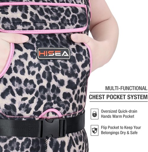 HISEA Women's Chest Waders - 4.5mm Neoprene Leopard Print | Insulated Waterproof Fishing Waders