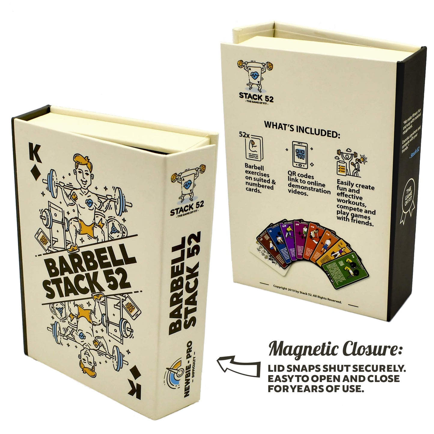 Stack 52 Barbell Exercise Cards. Weight Lifting Playing Card Game. Video Instructions Included. Bodybuilding, Strength Training, and Crossfit Workouts. Home Gym Fitness Program. (2019 Update)