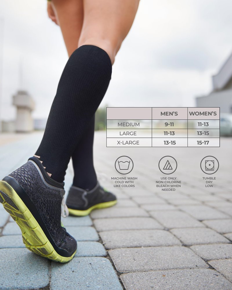 Pembrook 3 Pairs Copper Compression Socks Men 20-30 mmHg, Black Compression Socks, Support for Running Athletic Cycling Hiking, Good for Edema and Varicose Veins/Blk/3
