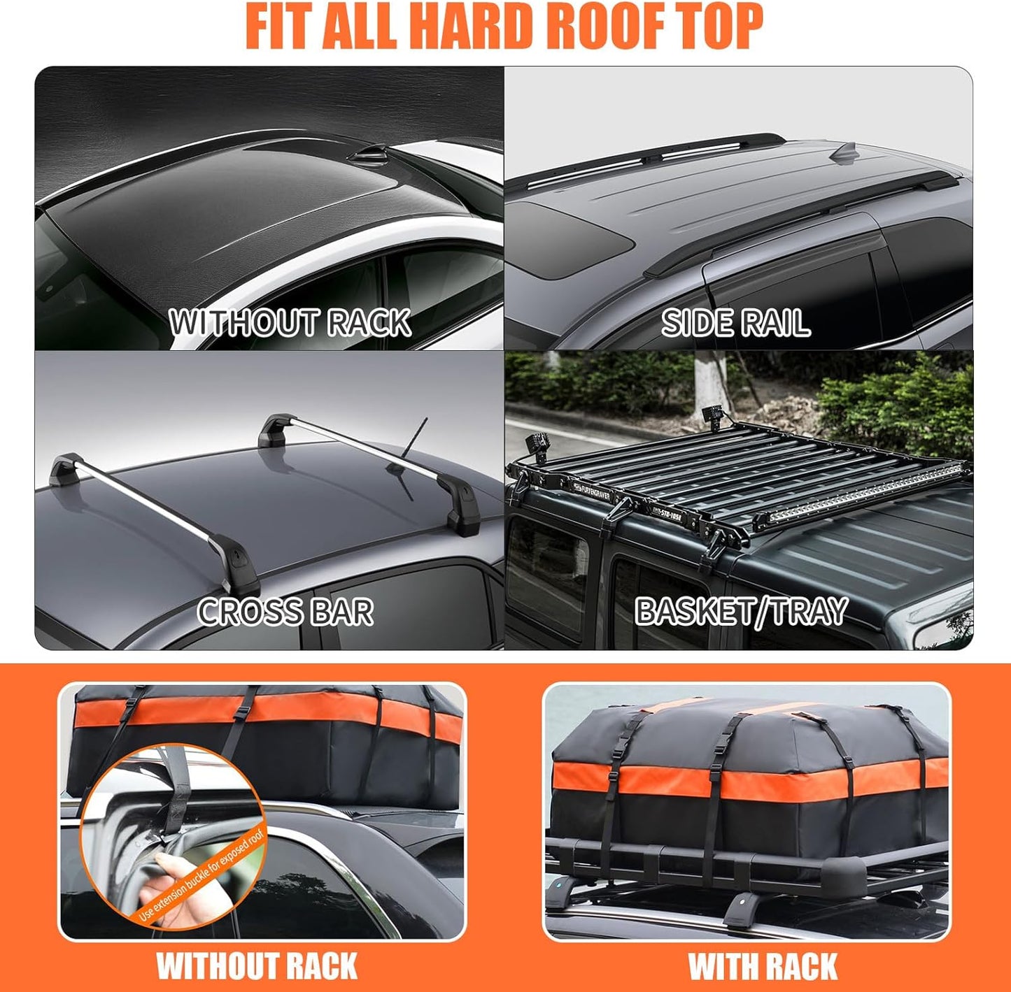 Skiennix 21 Cubic Feet Rooftop Cargo Carrier Bag - 100% Waterproof Heavy Duty Design | Includes Anti-Slip Mat & Accessories