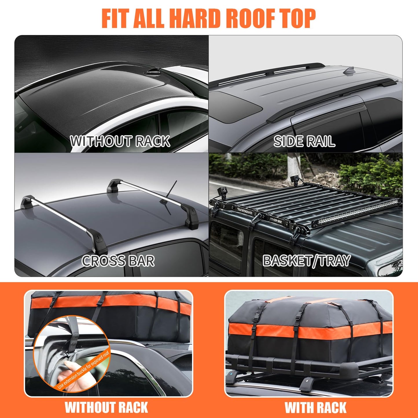 21 Cu Ft Waterproof Car Rooftop Cargo Bag Heavy Duty 840D Roof Top Carrier with Anti-Slip Mat, Luggage Lock, 6 Door Hooks for SUVs, Sedans, Minivans – Perfect for Road Trips, Camping, Outdoor Travel