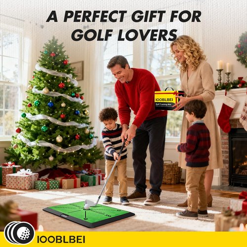 IOOBLBEI Golf Hitting Mat, 16"x12" Golf Practice Mat with Swing Path Feedback, Artificial Simulated Replaceable Turf Golf Mat for Indoor Outdoor Home Training, Portable Golf Training Mat for Golfer
