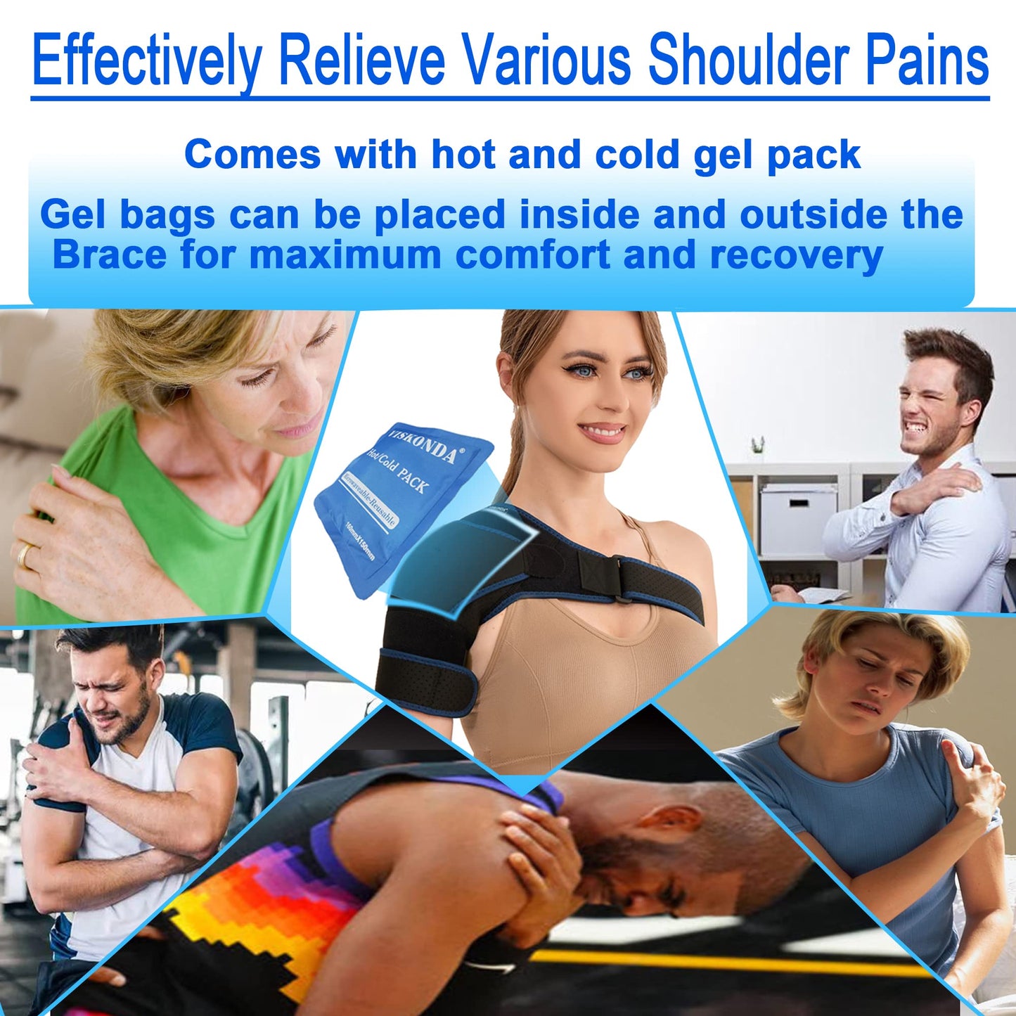 VISKONDA Shoulder Brace Sling Immobilizer and Compression Sleeve,Rotator Cuff Injury Supports for AC Joint Pain Relief,Arm Stability,Tear,Bursitis,Swelling,Tendonitis,for Men and Women (Black,Large)