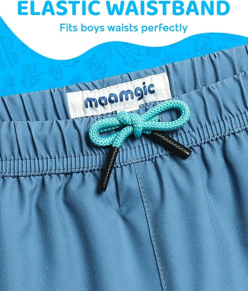 Maamgic Boys Swim Trunks - Quick Dry Bathing Suit with Compression Liner | 4-Way Stretch Toddler Beach Shorts