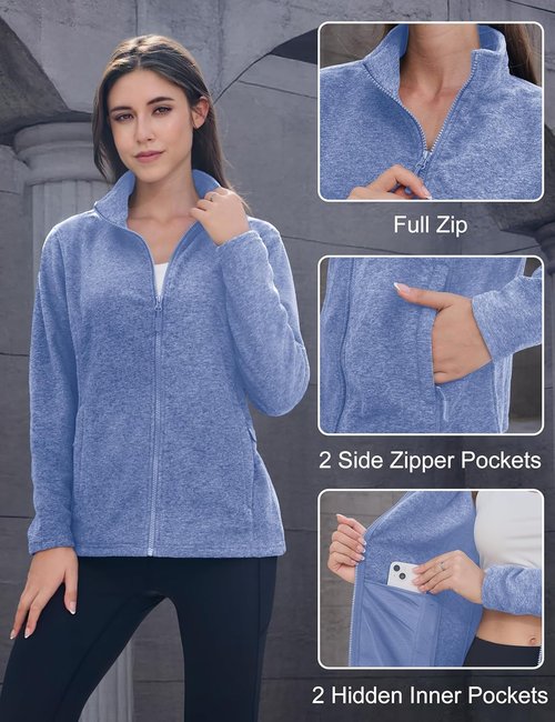 MAGCOMSEN Fleece Jacket for Women - Lightweight, Soft, Warm Winter Jacket with Pockets | Ideal for Outdoor Hiking
