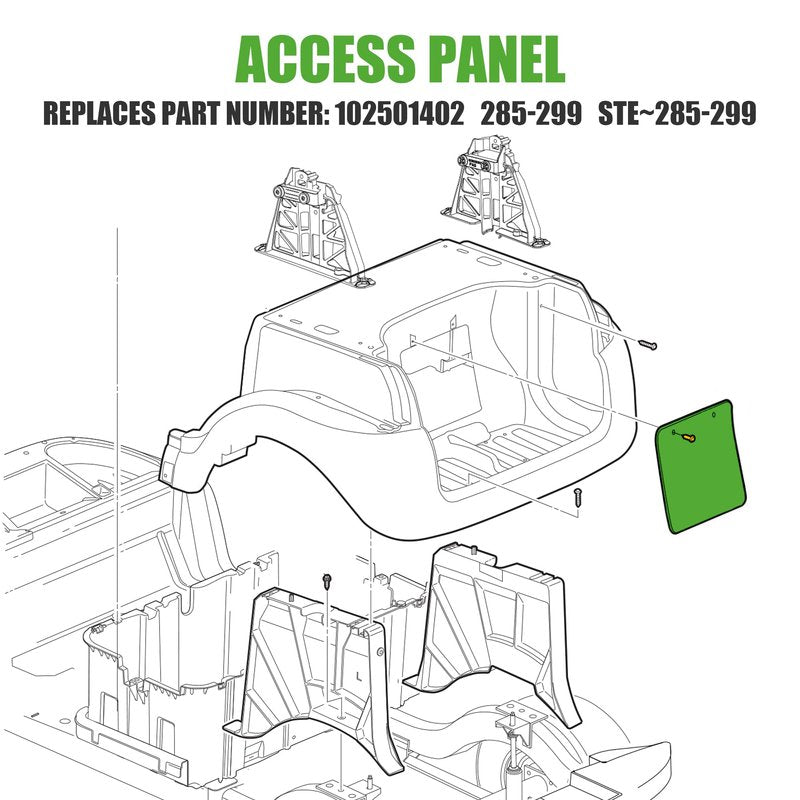 10L0L Golf Cart Access Cover for Club Car Precedent Rear Hood, Replacement Part 102501402, 285-299, STE~285-299, Access Panel