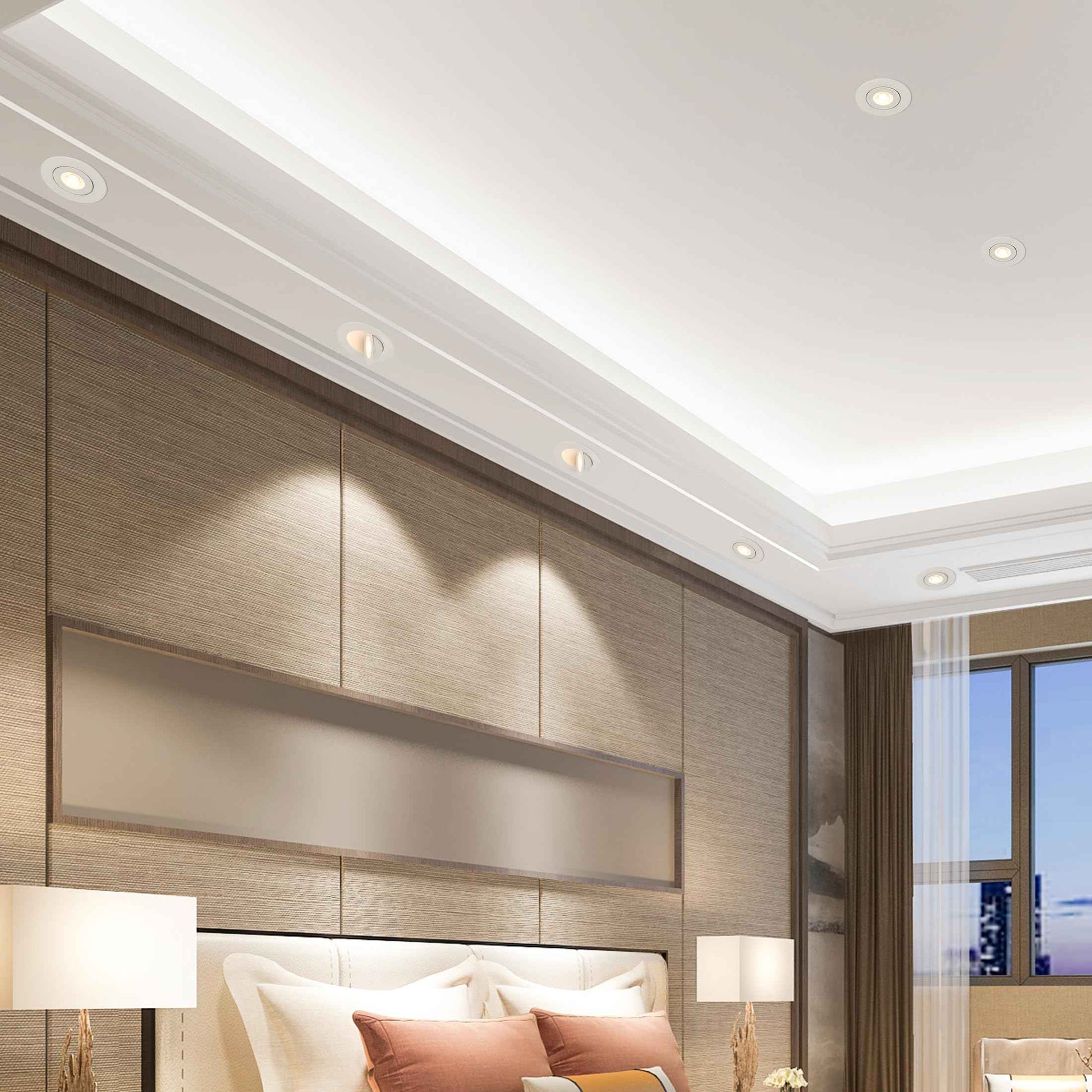 Maxxima 2 in. Rotatable Ultra-Thin Recessed LED Floating Gimbal Downlight, 400 Lumens, 5 CCT Selectable 2700K/3000K/3500K/4000K/5000K, Dimmable, 90 CRI, IC Rated, Canless, Junction Box Included